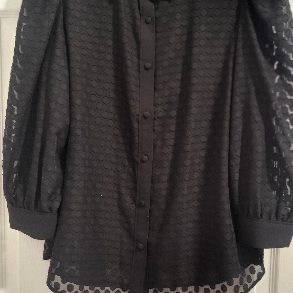 Anne Klein Black Textured Top